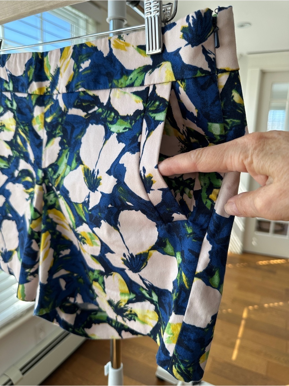 J. CREW Floral Print Shorts, Mid-rise, Flat Front, Stretch Cotton